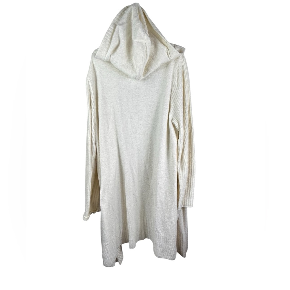 Barefoot Dreams hooded Long Open Front Duster Cardigan - Cream - Picture 3 of 10
